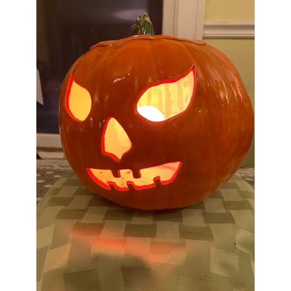 Vintage 1979 Ceramic LIGHT UP Jack OLantern  12 in tall 33 in circumference VGUC - Picture 2 of 16